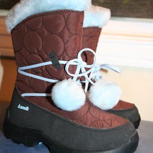 Kamik Waterproof Snow Boots (Brown, Blue) Kid sz 1